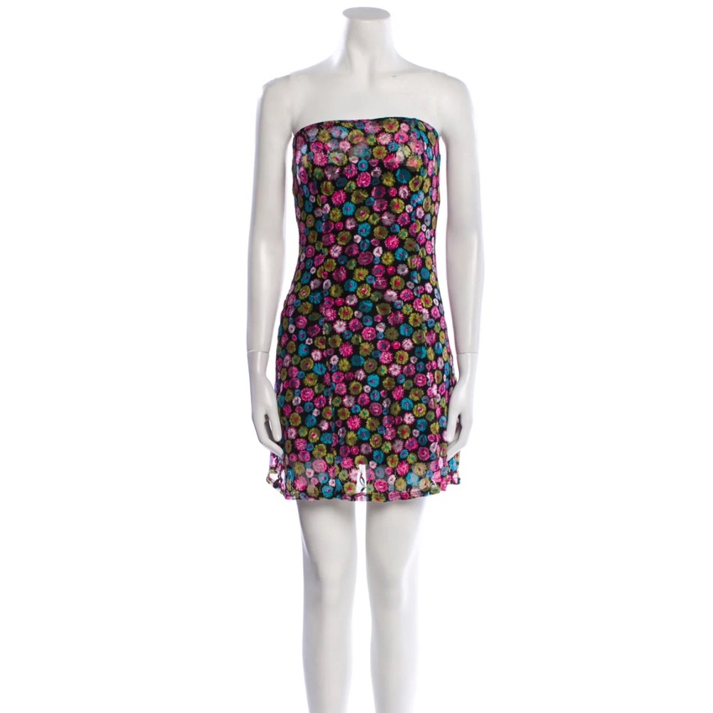 MISCREANTS Colorful floral Strapless Mini Dress - Multicolor BADDIE: bodycon fit